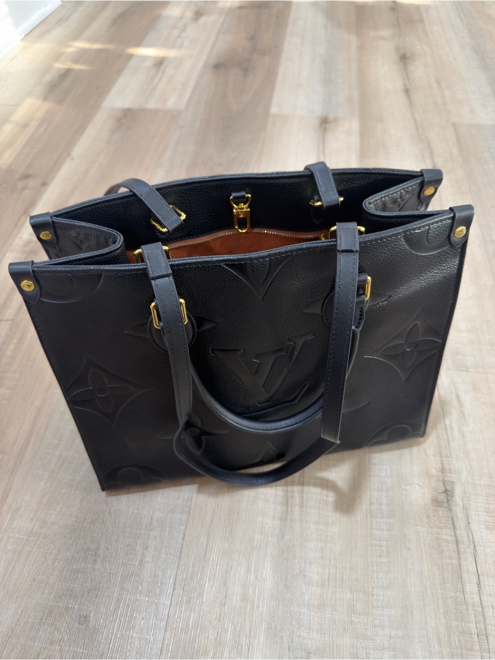 Louis Vuitton Black Embossed Monogram OnTheGo Tote